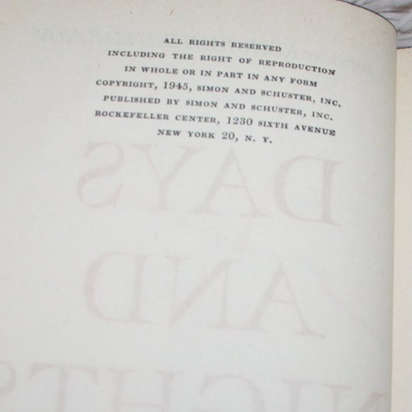 1945 Days and Nights vintage book (Be) - Picture 3 of 4